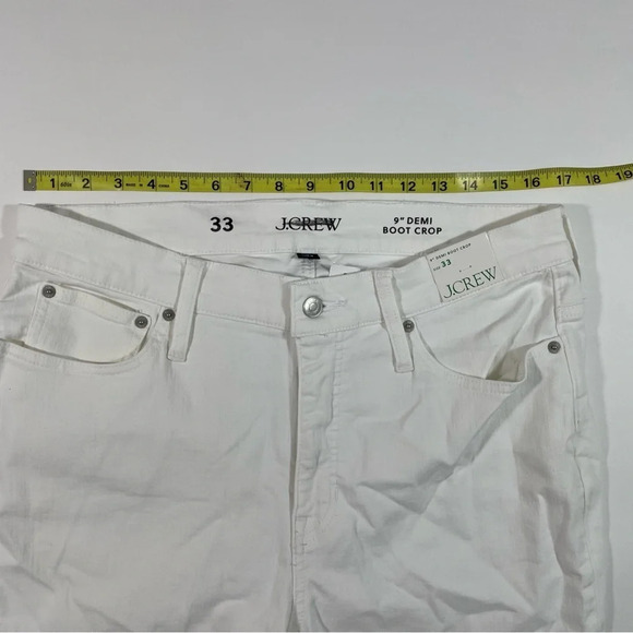 New J Crew 9” Demi Boot Crop Jeans White Wash Size 33 - Picture 11 of 11